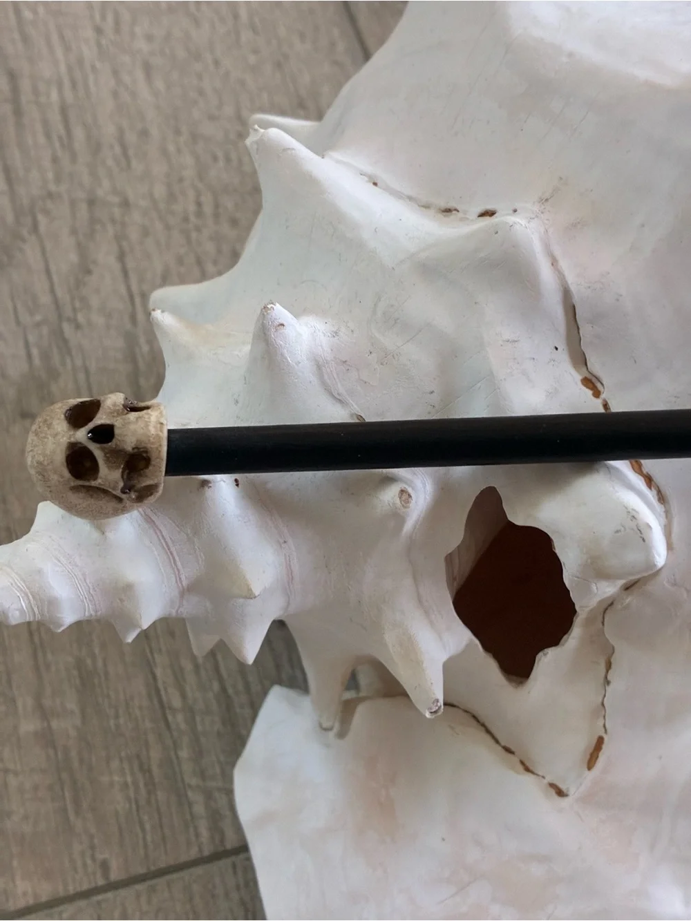 Skull Goth Black Wood Hair Pin -Hair Accessory